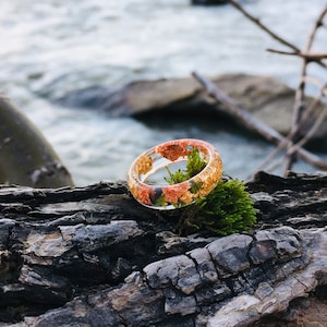 Gold and copper resin ring, clear resin ring, unisex resin ring, couples ring set, engagment rings