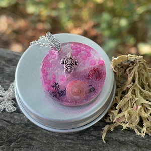 Ocean resin necklace, cruise gifts, sea turtle charm