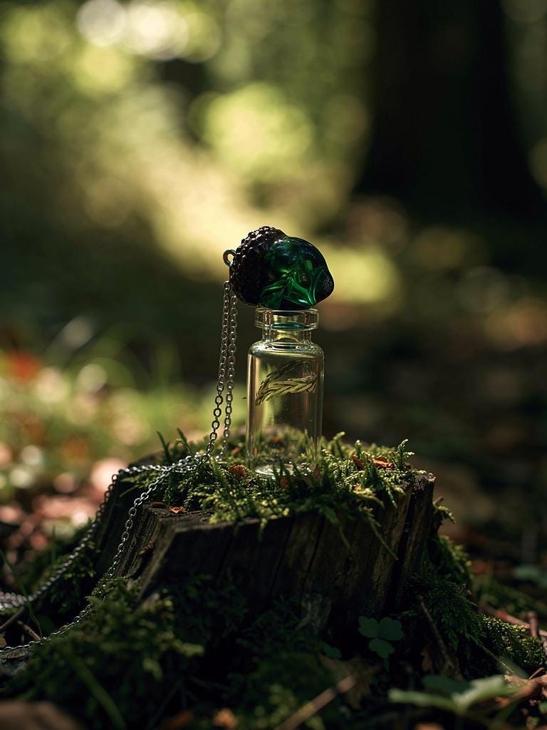 Green Resin Acorn Necklace: Pine Tree Terrarium Pendant - Etsy