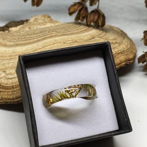 Nature resin ring, resin ring, mens resin ring, couple ring set, engagment rings, preserved moss rings, succulent jewelry