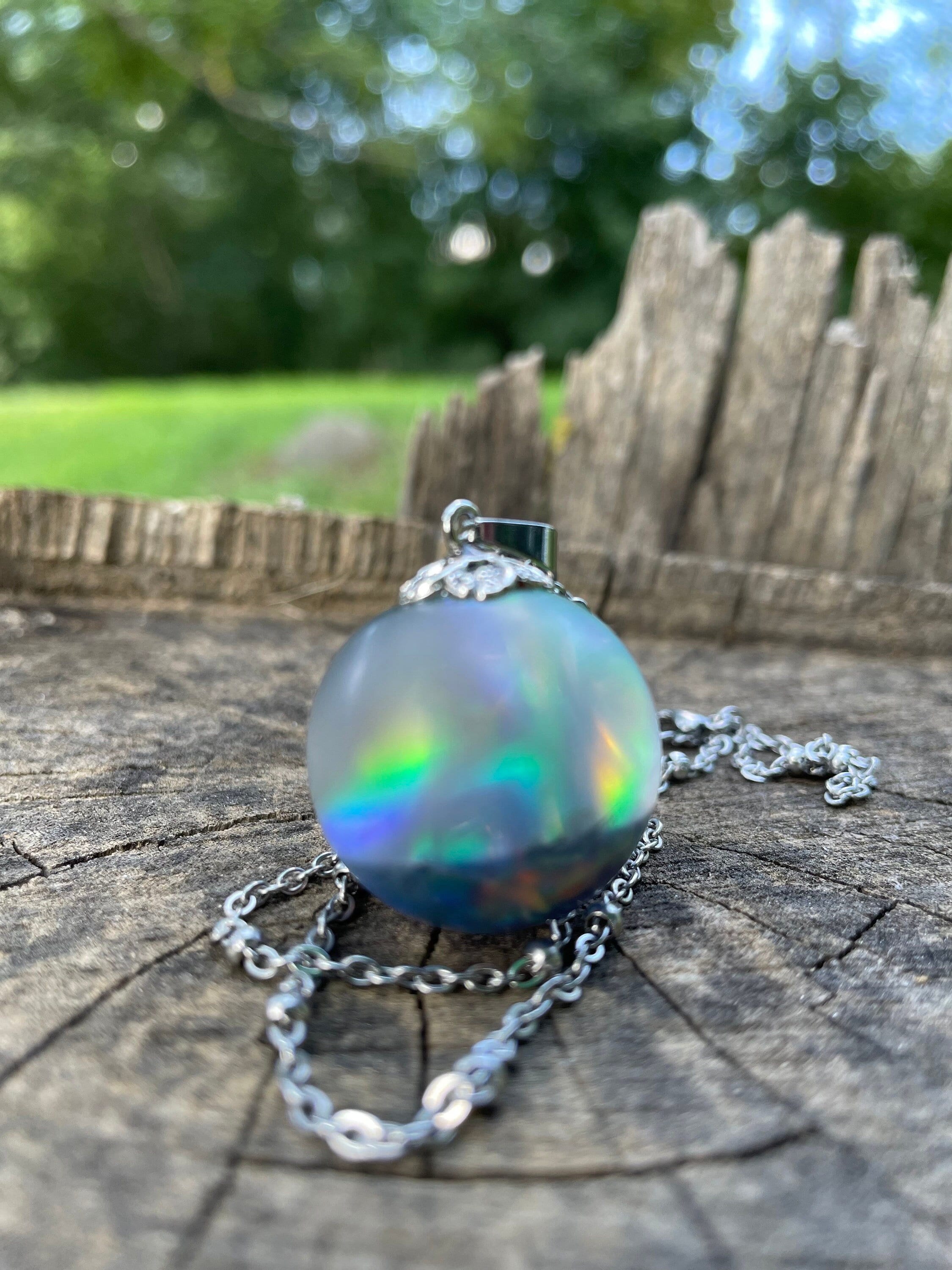 Orb Resin Pendant: Night Sky Necklace With Sterling Silver Chain