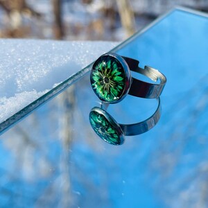 Flower resin rings, blue resin ring, adjustable resin ring, Cna gifts