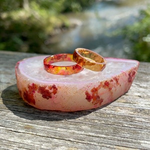 Nature resin ring, epoxy resin ring, resin rings, resin ring women,  alternative engagment rings, boho ring set, aesthetic rings