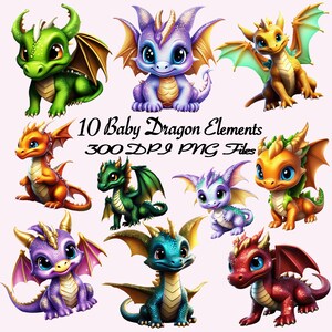 Funky, cute and detailed, baby dragons with bright and vivid colours. Printable instant download files, PNG art files at 300DPI