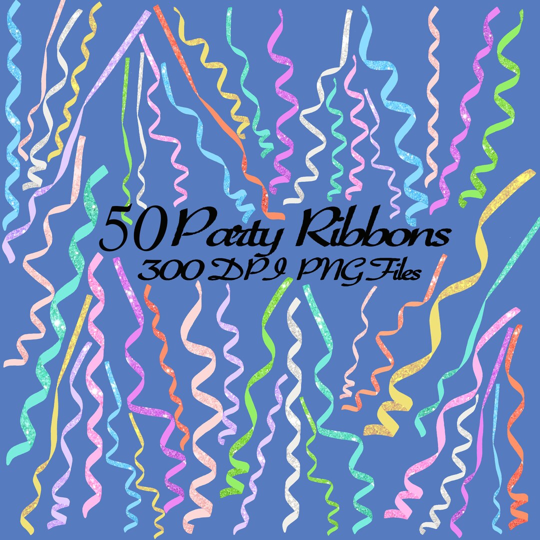 Bright Birthday Party Ribbon Bundle 300DPI Pngcard Element Sticker