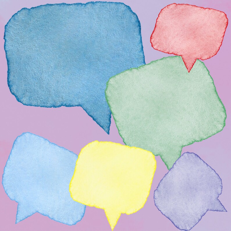Watercolor Speech Bubble Clipart Digital Download 300DPI PNG - Etsy