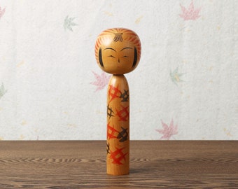 Vintage Togatta style kokeshi doll, 21.5cm / 8.46inch in height, by Morimasa SATO (1926-2017), Japanese wooden kokeshi doll