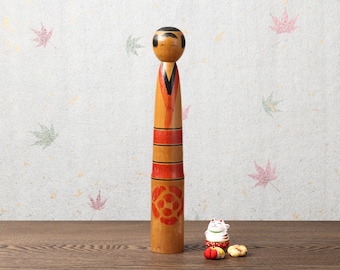 poupée kokeshi Shin-gata vintage, poupée kokeshi japonaise en bois pivoine-botan kokeshi