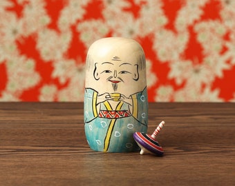 Ireko kokeshi doll, 8cm / 3.14inch in height, made by Yoshio OGASAWARA (1936-), Togatta style craftsman, Japanese wooden kokeshi doll