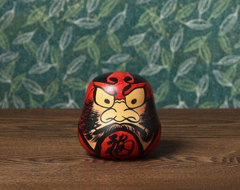 1990's Wooden Daruma doll, 7.5cm / 2.95inch in height, by Kikuhiro SHIDA (1959-), Japanese wooden kokeshi