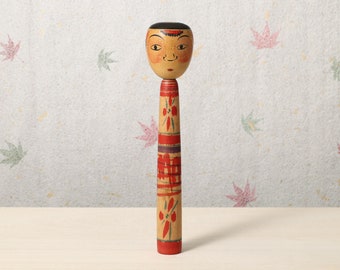 Vintage Tsuchiyu style kokeshi doll, 26cm / 10.23inch in height, by Jyuji SEYA (1924-2004), Japanese wooden kokeshi doll