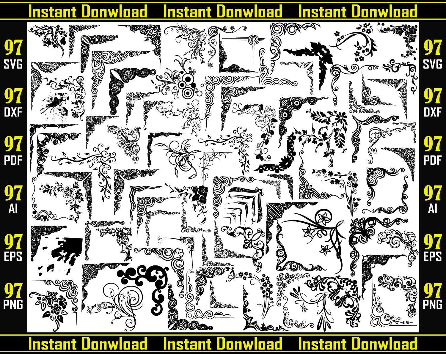 Decorative Corner svg Vector Corners Page Ornaments svg Etsy