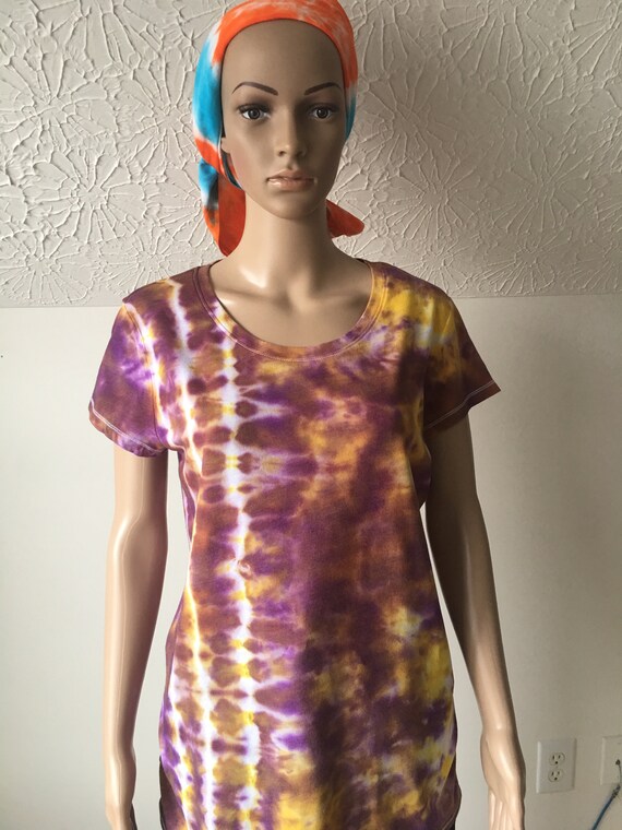 Camiseta Floral Con Efecto Tie Dye Para Mujer Tops Básicos D Camiseta Floral Con Efecto Tie Dye Para Mujer Tops Básicos D