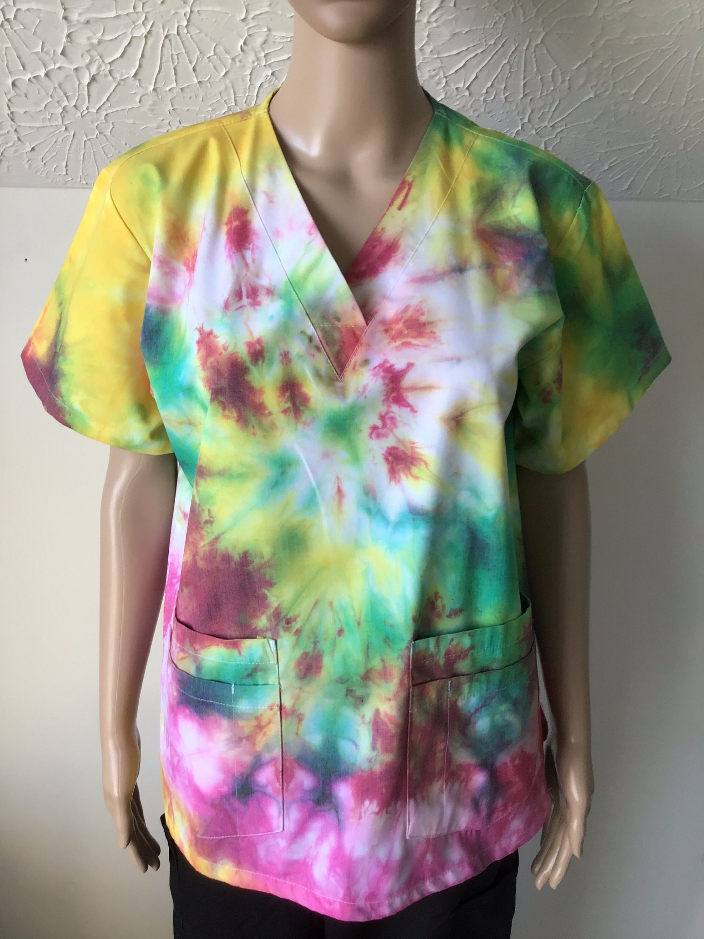 Tie Dye Scrub Nurse's Scrub Top. Nurse Uniform Medical Etsy UK