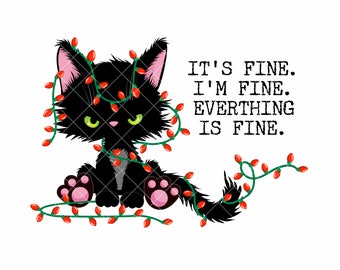 Chat de Noël en colère PNG : design amusant à sublimation (téléchargement numérique)