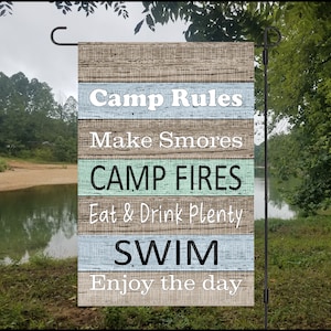 Camp Rules, Garden Flag Template, Camping Garden Flag Sublimation Design, INSTANT DOWNLOAD, PNG