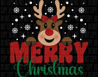 Christmas Reindeer Doodle PNG, Sublimation Design (Digital Download)