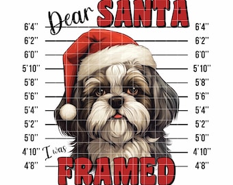 Christmas Shih Tzu Mugshot: Funny Sublimation Design (PNG Digital Download)