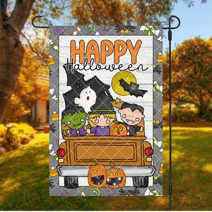 Happy Halloween Garden Flag, Cute Halloween Garden Flag Template, Trick-or-Treat, Sublimation Design, INSTANT DOWNLOAD, PNG