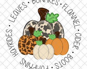Fall Doodle Pumpkin PNG: Cow Print Design (Digital Download)