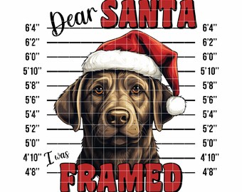 Funny Christmas Labrador Mugshot Design: Dear Santa PNG (Digital Download)
