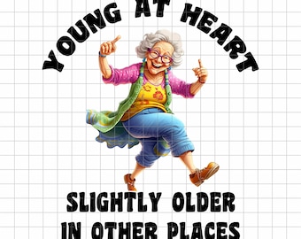 Grappige oma-png: jong van hart ontwerp (digitale download)