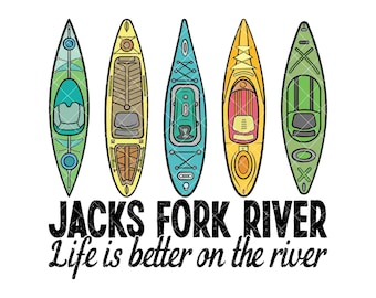 Jacks Fork River Kayaking PNG: Sublimation Design (Digital Download)