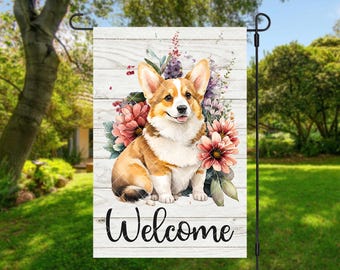 Corgi Welcome Garden Flag Sublimation Design (Digital Download)