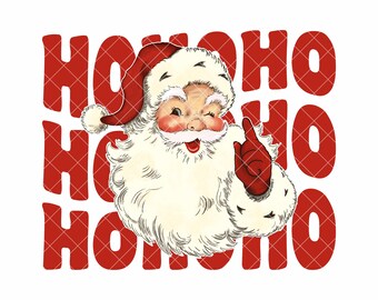 Vintage Santa PNG, Retro Christmas Sublimation Design (Digital Download)