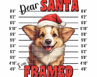 Christmas Corgi Mugshot PNG: Funny Santa Design (Digital Download)
