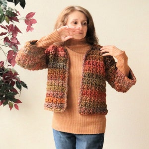 Crochet Fall Cardigan for women. Crochet Autumn Cardigan. Cozy Crochet Fall Sweater for women. Cozy Crochet Autumn Cardigan Rich fall colors