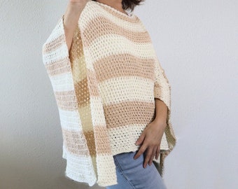 Crochet Poncho PATTERN. EASY lightweight crochet poncho with open sides. Crochet summer poncho crochet beginner friendly.