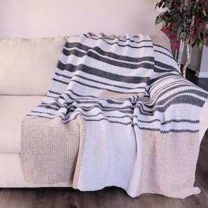 Crochet Blanket Crochet Throw Crochet Afghan PATTERN ONLY. Color Blocks Blanket Simple crochet stitch results in a No Holes blanket!