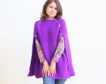 Crochet Cape PATTERN for chic crochet cape. This cape silhouette is sleek and trendy. Open sides for maximum comfort and ease of wear.