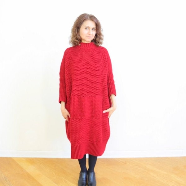 Crochet Oversized Sweater Dress PATTERN. Make it short or long. SO VERSATILE! Super comfortable. No multiple! Easy to adjust for size.