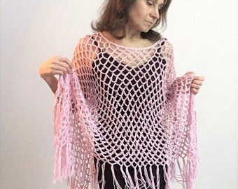 Crochet summer poncho PATTERN for this versatile, day to evening crochet mesh poncho. Or  crochet wedding shawl or crochet bridesmaid poncho