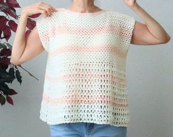 Crochet PATTERN for Crochet Summer Top for Women. Very lightweight and flowy. Unique variation on V Stitches. Gorgeous! Crochet Mesh stitch.