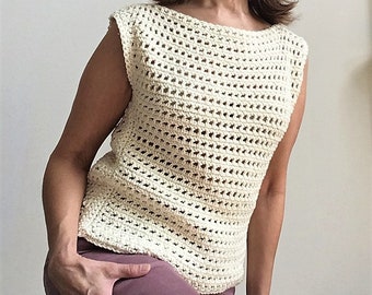 Crochet women's summer top PATTERN, Crochet beginner top, Crochet Lightweight top, Crochet summer top, Crochet summer sweater