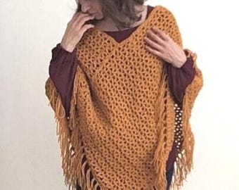 Crochet Poncho PATTERN, Crochet Women's Poncho, Easy Crochet Poncho, Crochet beginner Poncho, Crochet Poncho Fringe, Crochet Thanksgiving