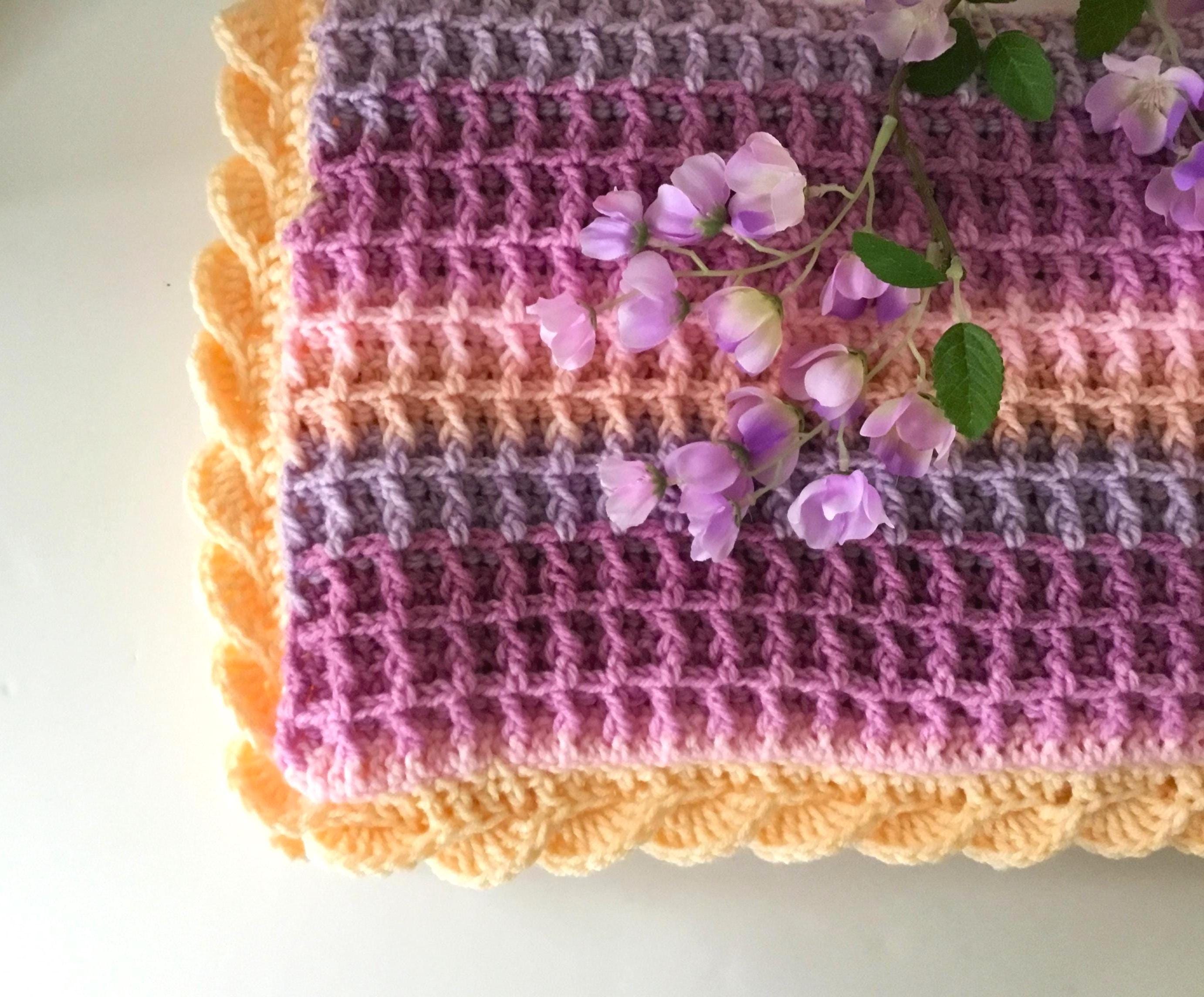 Crochet Baby Blanket Pattern using Crochet Waffle Stitch