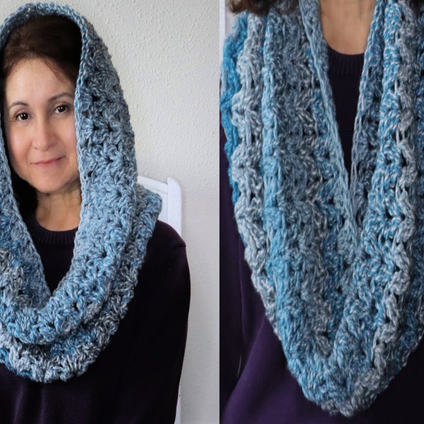 Crochet Hooded Cowl  PATTERN.  Crochet SNOOD , Crochet Sccodie, Crochet Hooded Scarf. Great for gifts and stocking stuffers!