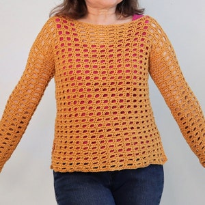 Crochet Mesh Top for women PATTERN. Crochet open weave top. Easy crochet for beginners. Crochet mesh stitch sweater. Crochet lightweight top image 2