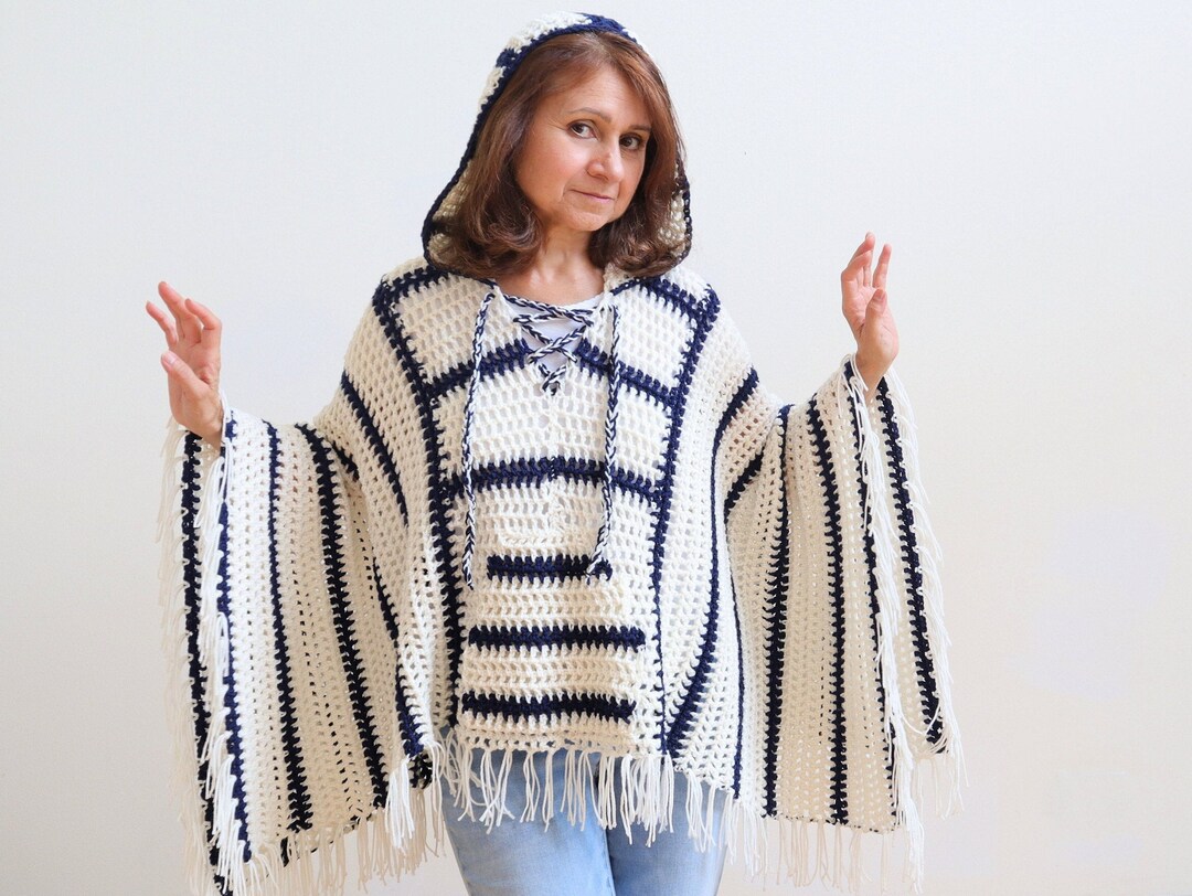 Crochet Poncho With Hood PATTERN Crochet Hoodie Summer Poncho