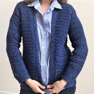 Crochet PATTERN for CLASSIC Crochet CARDIGAN for women. Uses basic crochet stitches to create a beautiful sweater. image 1