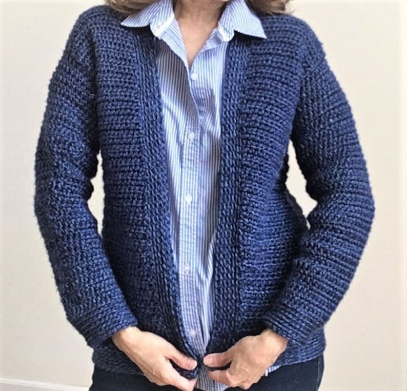 Crochet PATTERN for CLASSIC Crochet CARDIGAN for women. Uses basic crochet stitches to create a beautiful sweater. image 1