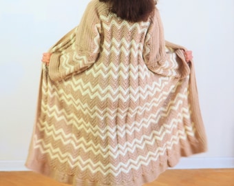 Crochet Long Cardigan PATTERN using Chevron stitch. Crochet coat.
