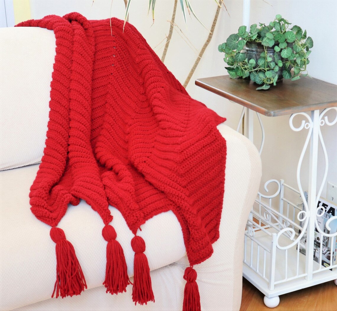 Crochet Ripple Throw PATTERN. Easy Crochet Sofa Throw. Wide Etsy