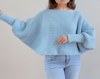 Crochet Bat Wing Sweater PATTERN. Crochet wing sweater for women is EASY to make. One simple stitch! Gorgeous drape. So soft.