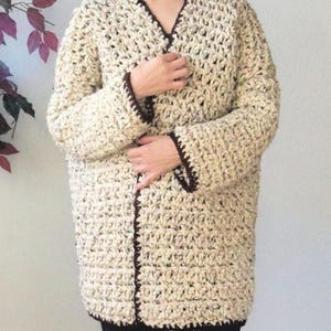 Crochet Long Chunky Cardigan PATTERN. EASY long crochet cardigan for crochet beginner cardigan pattern. Fast crochet coat.