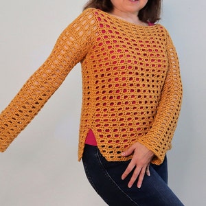 Crochet Mesh Top for women PATTERN. Crochet open weave top. Easy crochet for beginners. Crochet mesh stitch sweater. Crochet lightweight top image 4